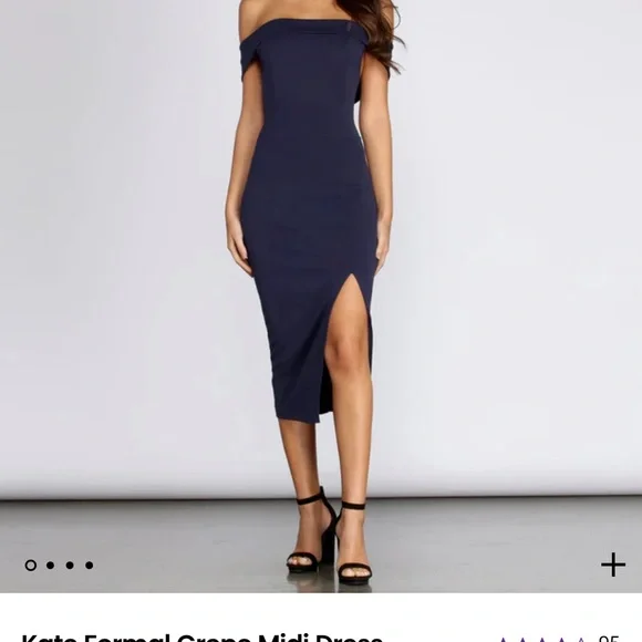 long black tight formal dress Sarah Strapless Slit Midi Formal Dress main image 1